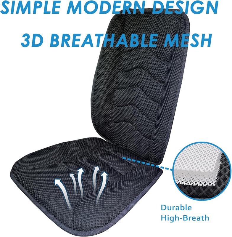 Image of Auto Oprema Car Seat Cushion with Back Support Pillow: Enhanced Comfort Memory Foam Design for Pain Relief, Ideal for Drivers and Office Use - Ergonomic Lumbar Comfort for Long Sitting - 113 Black