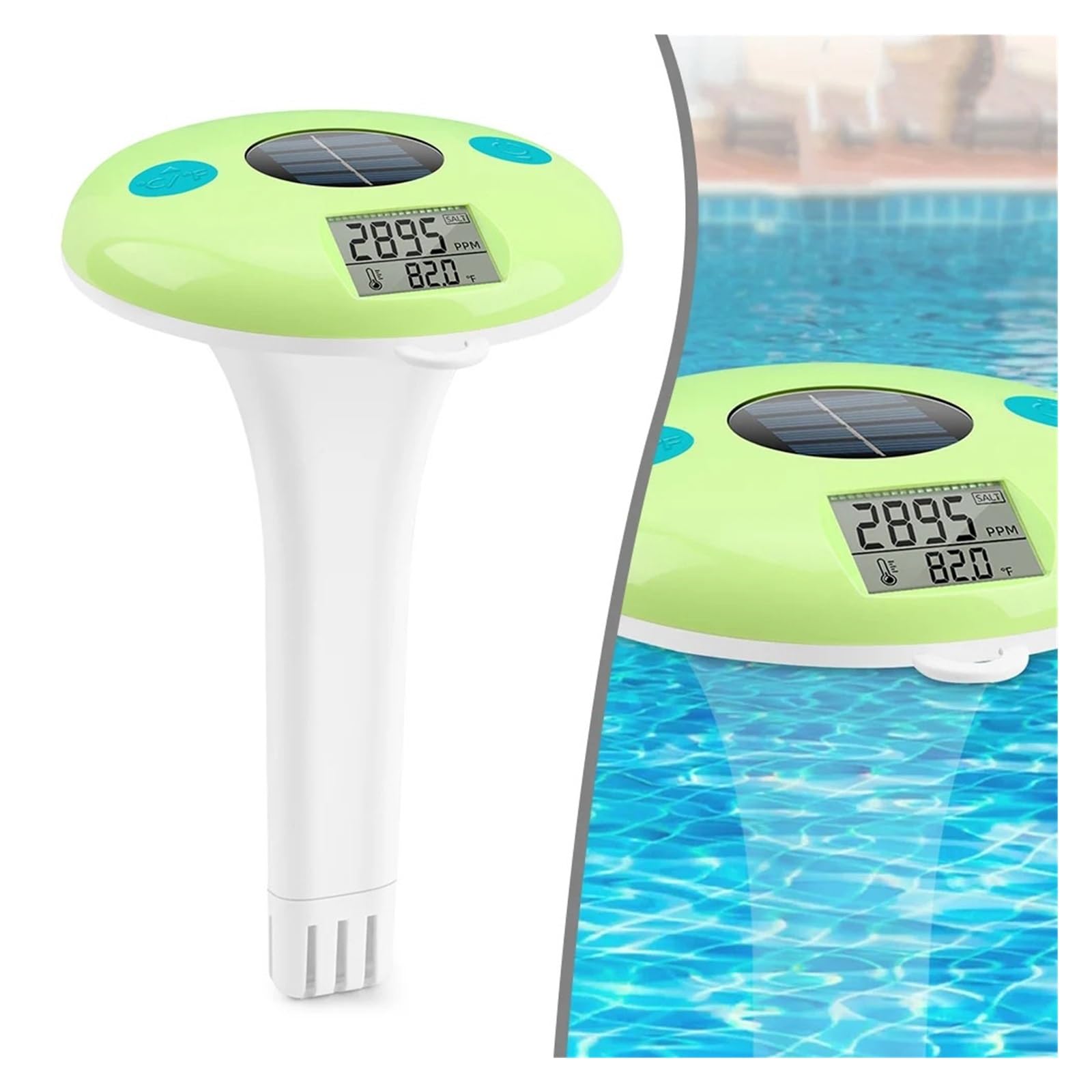 TermóMetro De Piscina Termómetro Solar For Piscina 2 En 1 con Diseño Impermeable For Una Medición Precisa De Salinidad Y Temperatura. FáCil De Usar