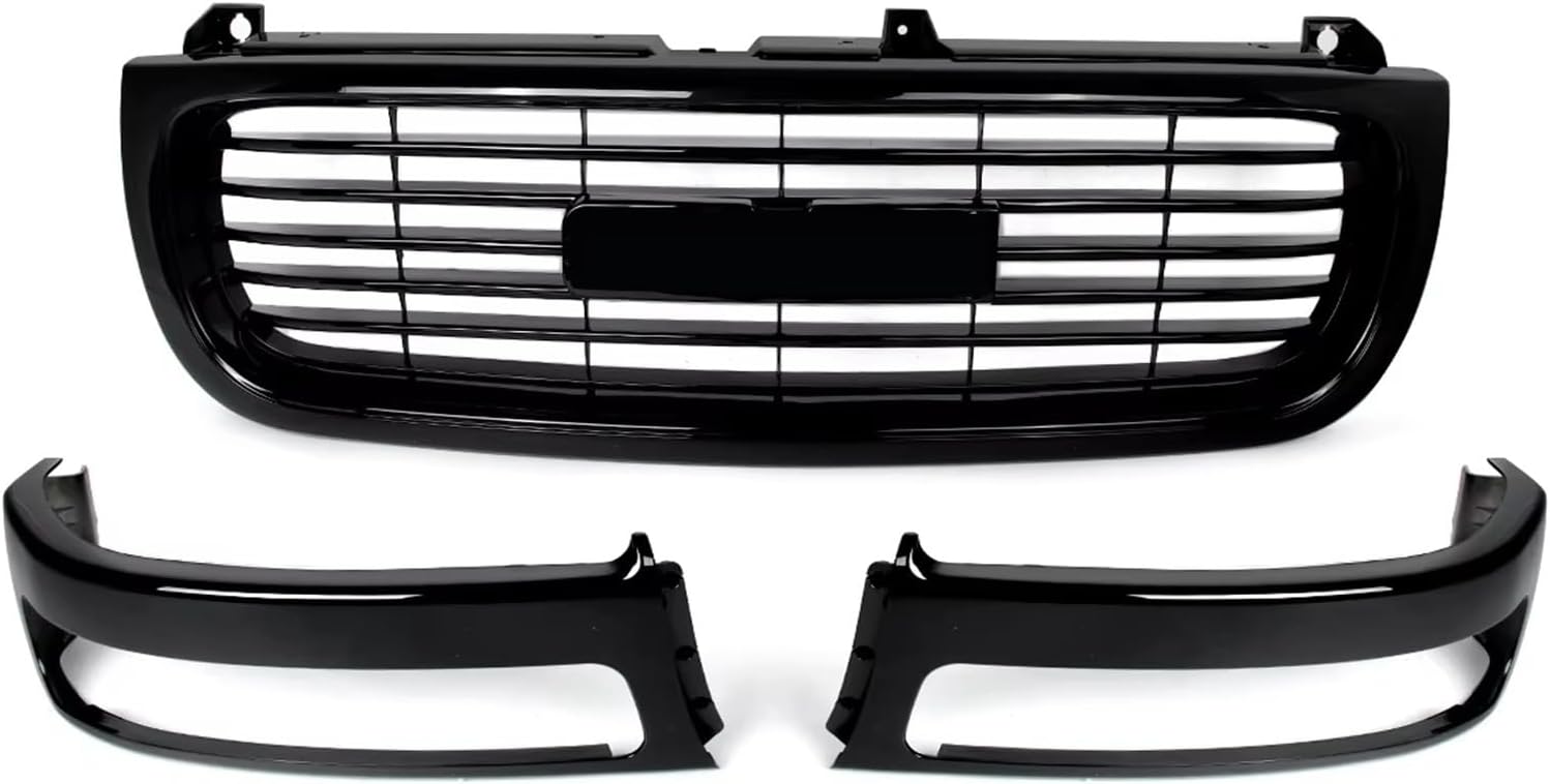 Compatible With GMC For Sierra 1500 2500 1999 2000 2001 2002 Glossy Black Front Hood Grills Front Bumper Upper Grille Accessories