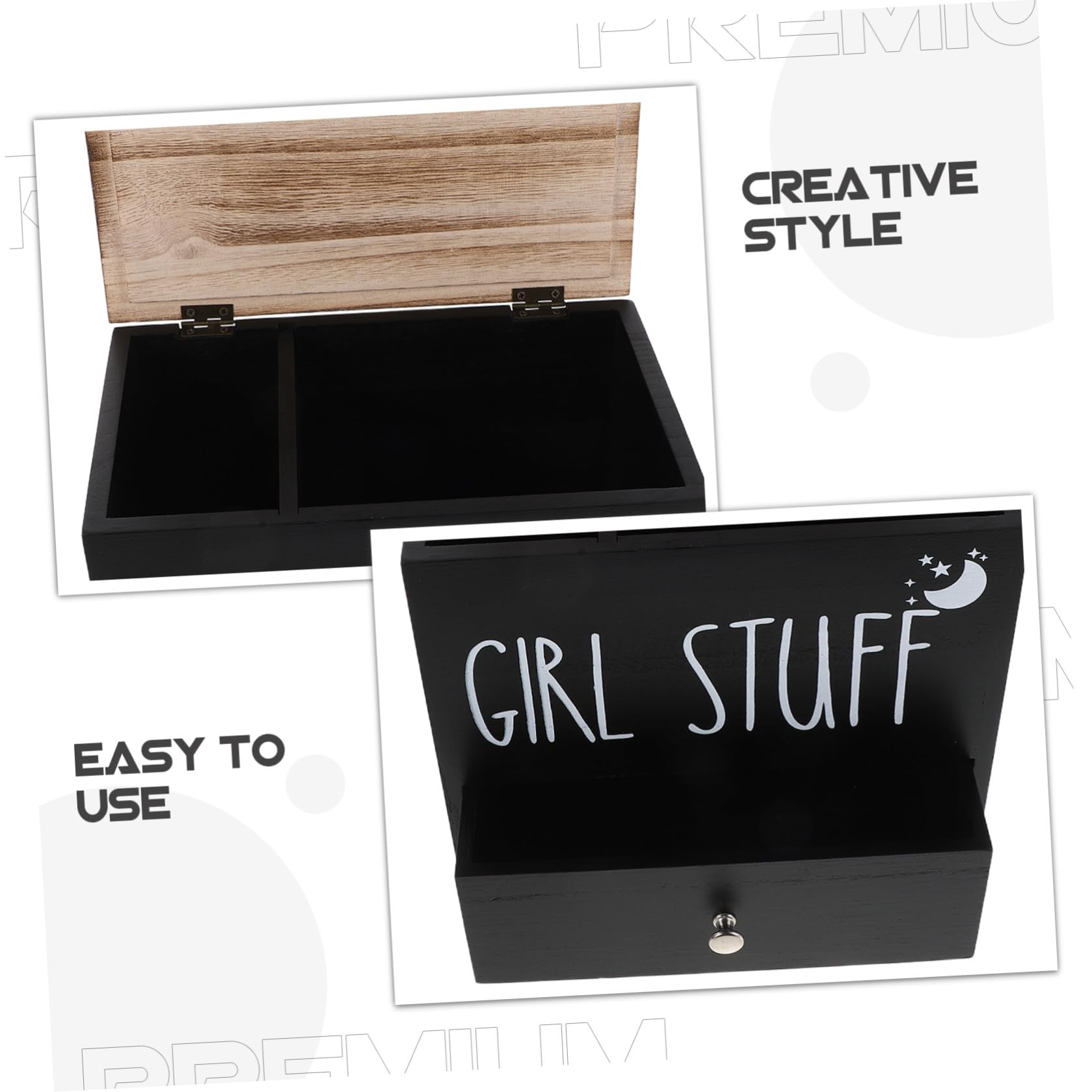 PACKOVE Contenitore per Assorbenti in Legno con Coperchio Scatola Portaoggetti per Prodotti Igienici Organizer per Ciclo Mestruale per Bagno Piccolo Contenitore per Accessori per Bagno