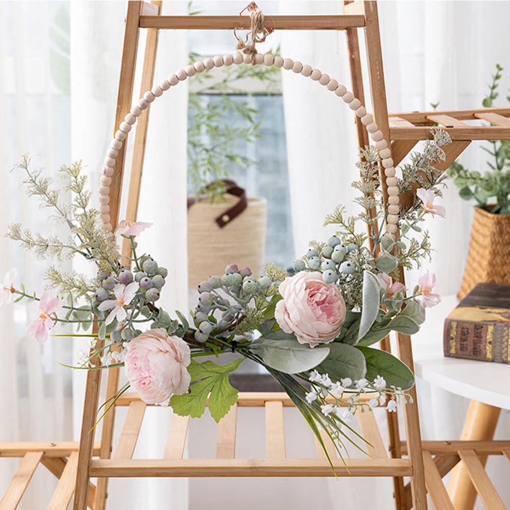 Türkranz Frühling, Trockenblumen Deko Trockenblumen Kranz Türkranz Modern Fensterdeko Hängend Türkranz Trockenblumen Türkranz Personalisiert Für Tür Deko Wanddeko Türkranz Ganzjährig WeißRosa