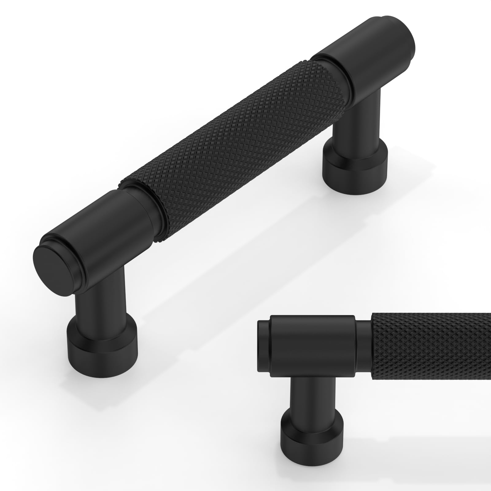Talentedeco 10 Pack Matte Black Knurled Cabinet