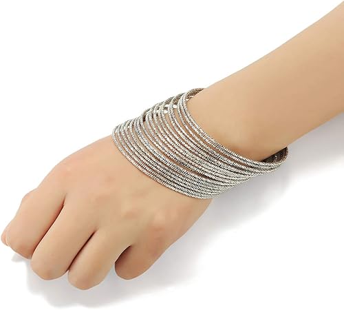 Miniatura 4 de Ensoul Juego de pulseras de metal azteca africano indio vintage multi básico para mujer, juego de pulseras de 182.68 pulgadas de diámetro.