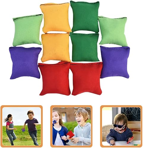 Miniatura 8 de Toyvian 10 bolsas de frijoles de nailon para lanzar pufs, divertidos deportes al aire libre, juegos familiares para juegos de lanzamiento de manos,