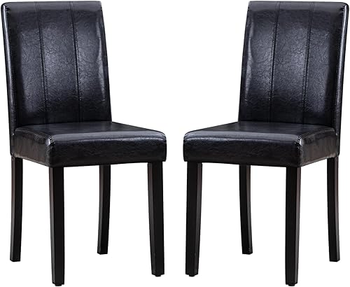 Juego de 2 sillas de comedor tapizadas de piel sintética, para sala de estar y comedor, sillas Parsons laterales sin brazos de cocina moderna con