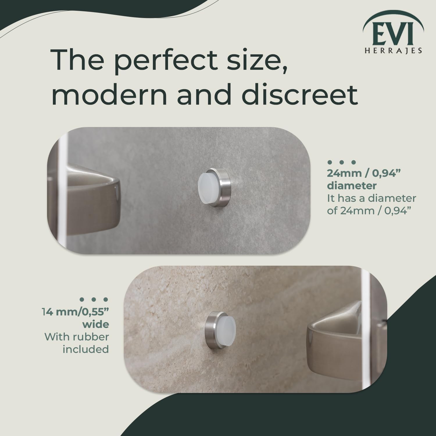 EVI Herrajes | Door Stop | 0.94" x 0.55" | Adhesive or Screw Installation image 5