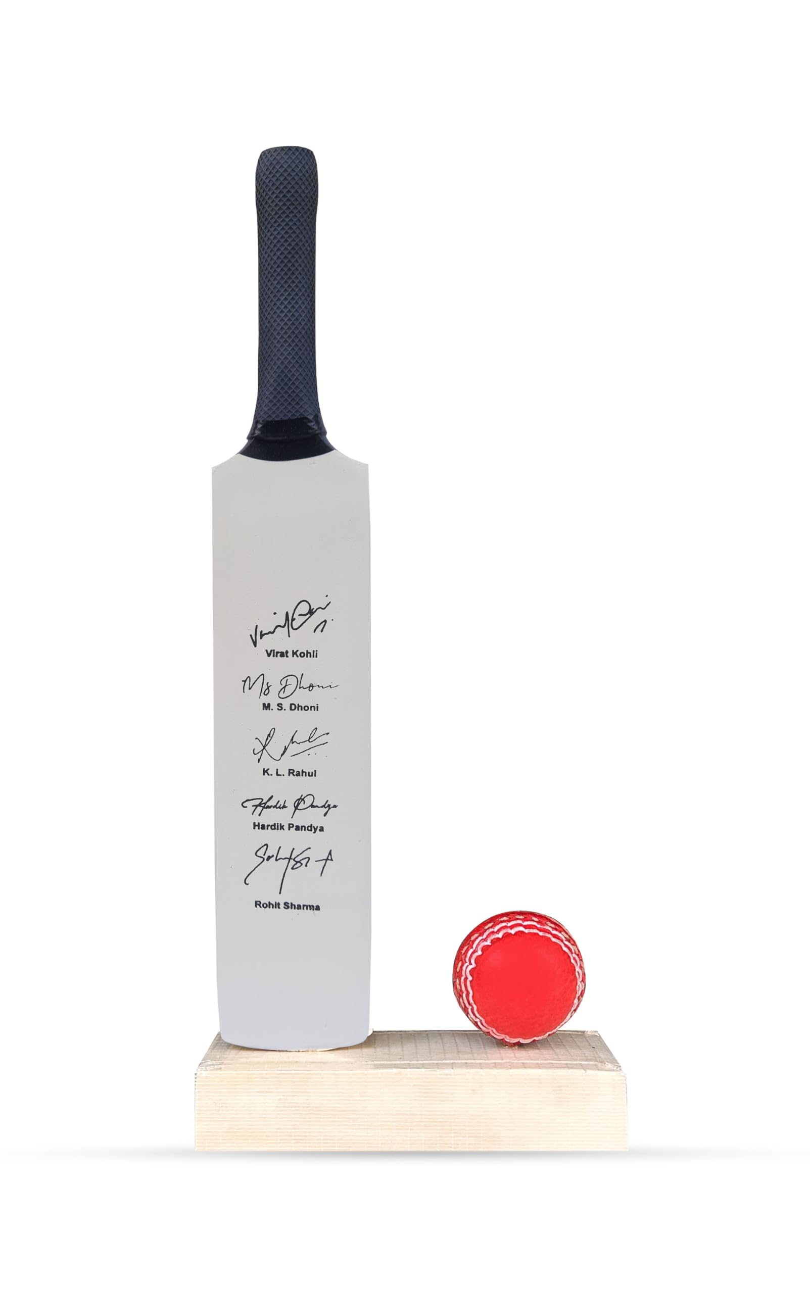 Frixan™ Miniature Cricket bat with Stand and Printed Autographs (Not Original) Indian Cricketer Printed Autograph for Show Piece and Gift Purpose Souvenir Cricket bat for Birthday Gift for Men, Boys-image-28