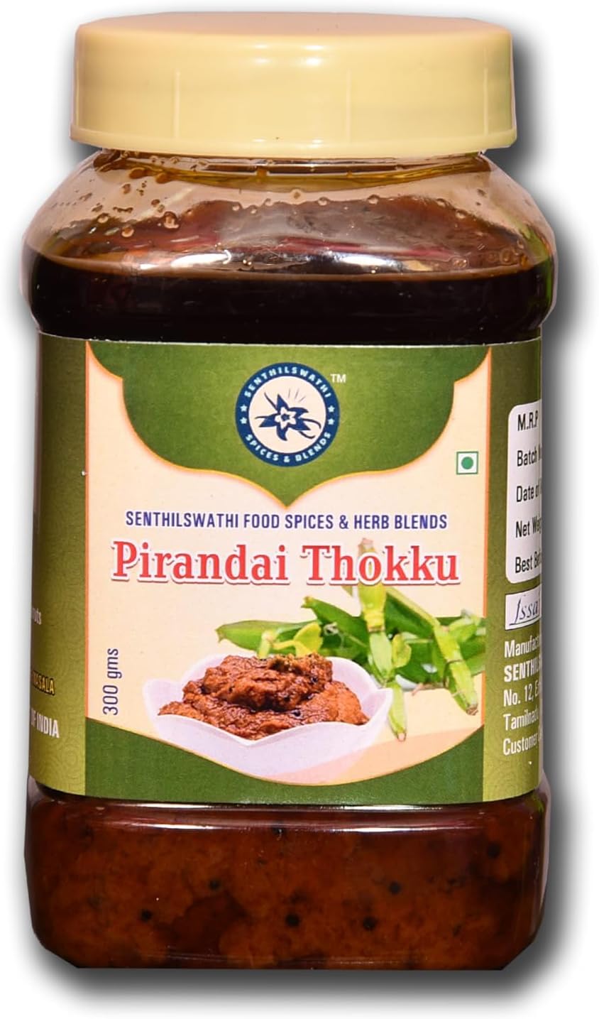 - SENTHILSWATHI FOOD PIRANDAI THOKKU- 300 G NOSTALGIC DELIGHT TASTY RICE MIX BONE HEALTH AND KNEE PAIN RELIEF CARE HOME MADE WITH PURE GINGELLY OIL CHETTINADU SPECIAL NO PRESERVATIVES