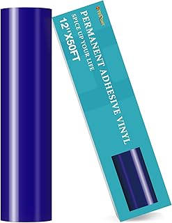HTVRONT Royal Blue Permanent Vinyl Roll - 12" x 50 FT Blue Adhesive Vinyl for Cricut, Silhouette, Cameo Cutters, Blue Vinyl Roll for Signs, Scrapbooking, Craft, Die Cutters