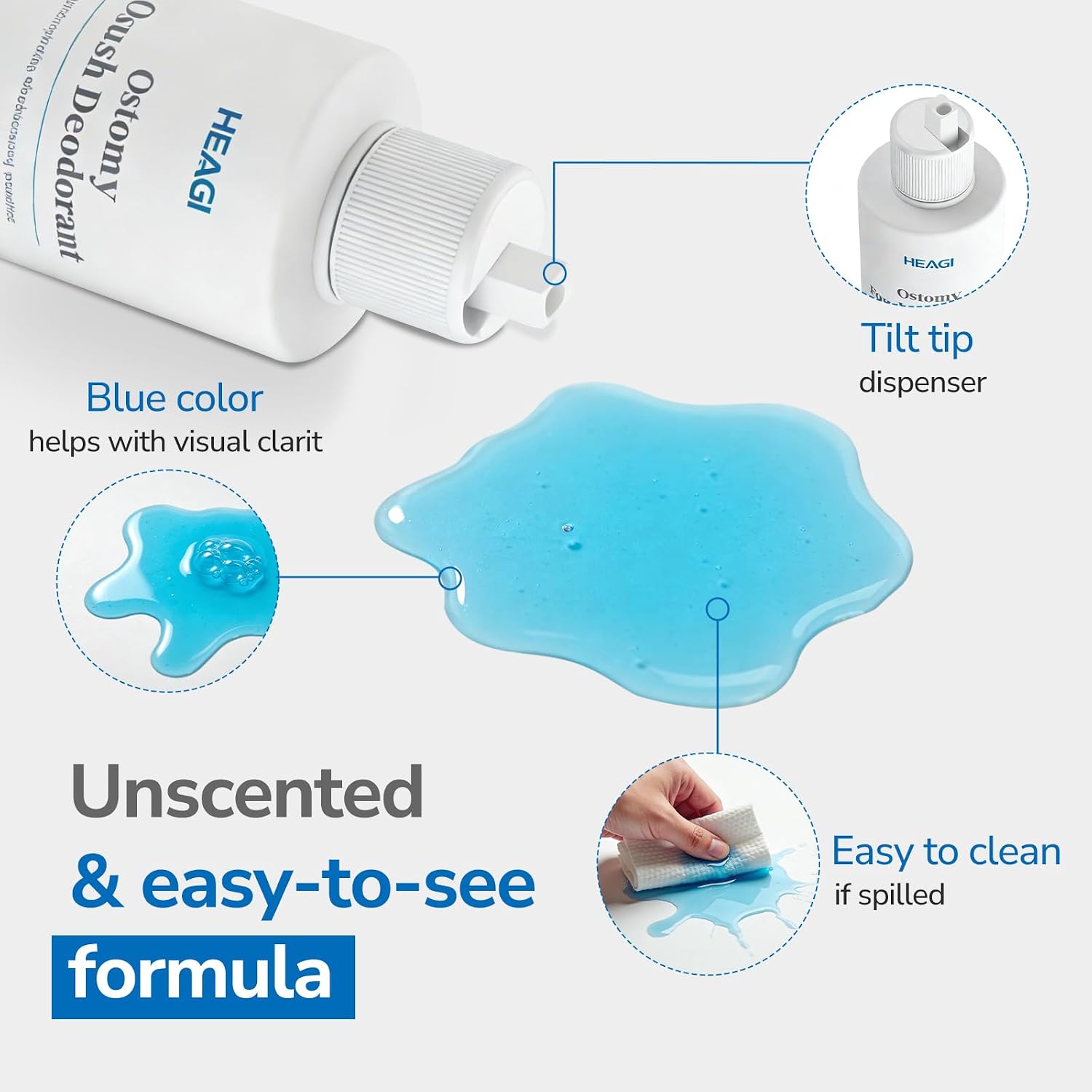Odor Eliminator Drops for Colostomy Bags, Ostomy Drops, Ostomy Supplies, Odor Neutralizer, Unscented, 8.5 oz Bottle