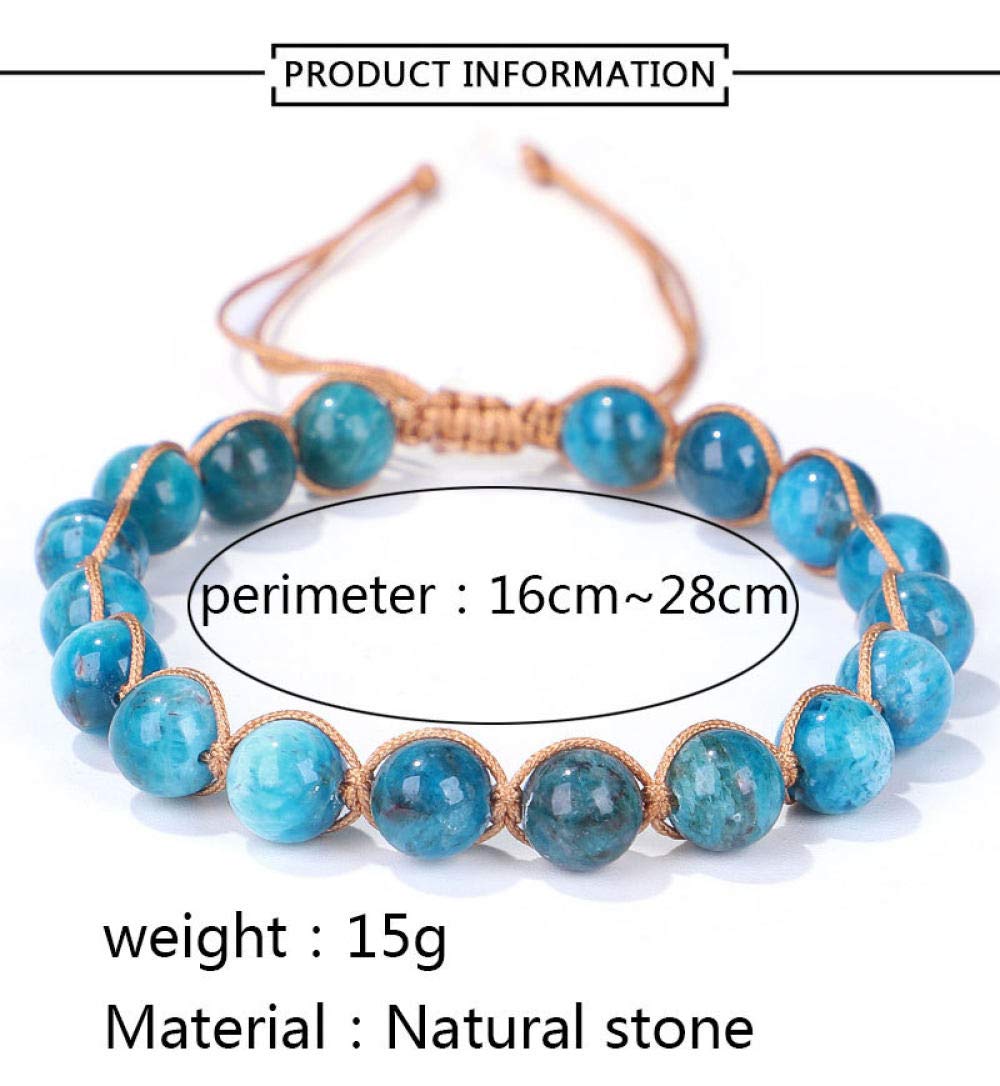 Bracciale Donna Pietre Naturali Apatite Blu – 2 Pezzi, Regolabili, 7 Chakra, Boho