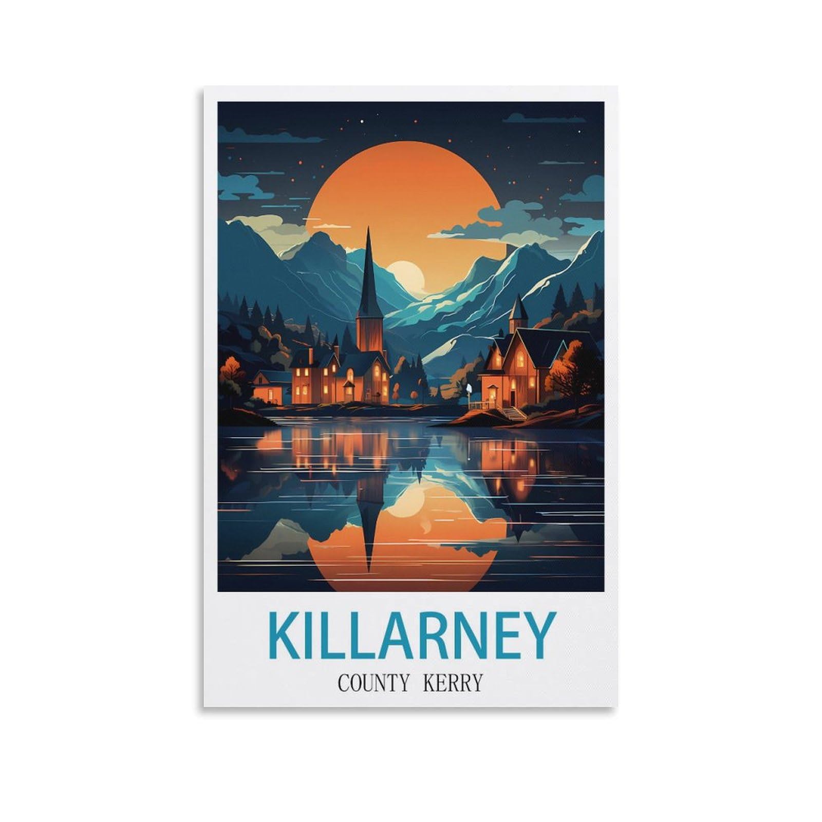 Lnhzgnjnh Unframe-Style Killarney County Kerry Vintage Travel Posters 20X30inch(50X75cm) Canvas Wall Art Wall Print Painting Decor Living Room Bedroom Decor