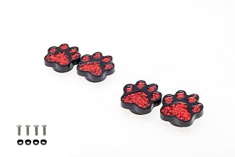 Creathome Red Paw Pattern Multi-Use Screw Caps - 4 Pack (M6, Stainless Steel, Hex Socket, Flat Head, Self-Tapping)