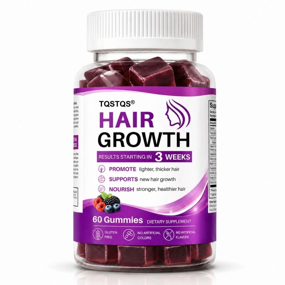TQSTQS-Hair Growth Accelerator Soft Chewable Tablets-Advanced Hair Growth Formula for Men&Women with Verified Ingredients & Biotin-Promotes Thicker,Fuller,Stronger Hair-60 Count (1)