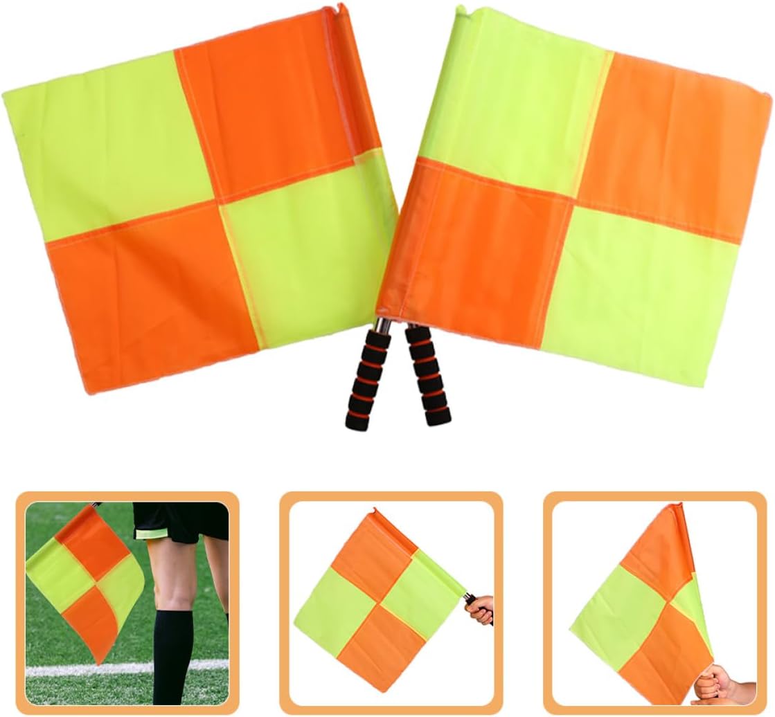 GALPADA 2pcs Soccer Referee Flags Hand Waving Field Flags with Self-adhesive Bag for Outdoor Competition and Track Race Conducting