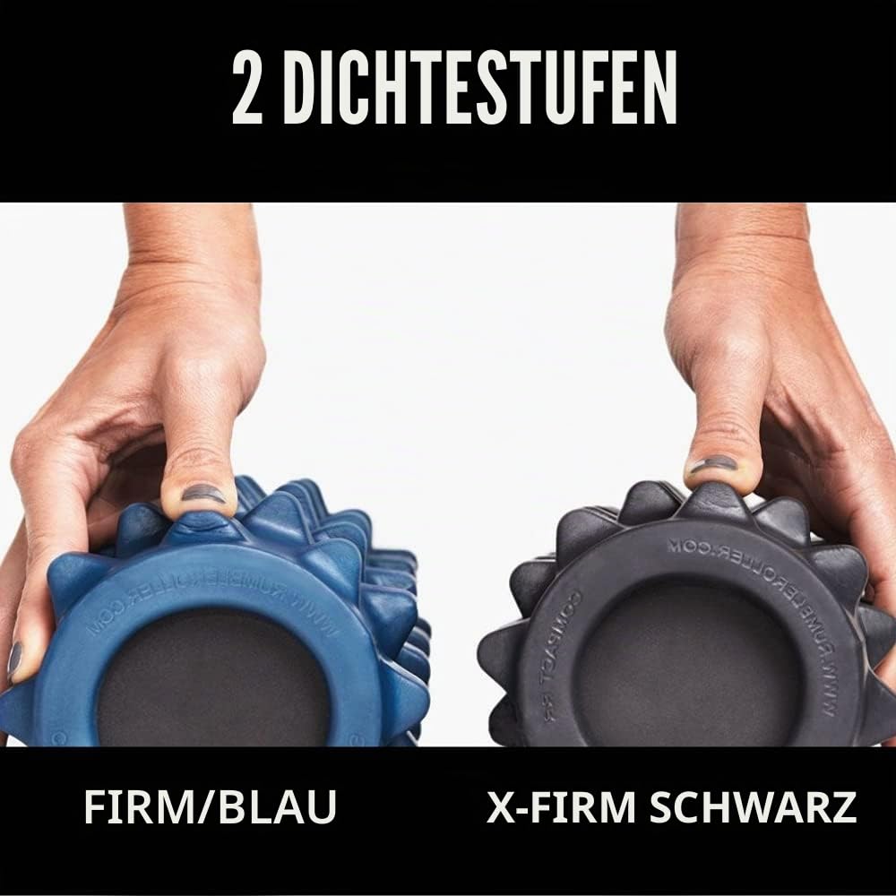 Rumble Roller Half Size Extra Firm Black - Textured Muscle Foam Roller Manipulates Soft Tissue Like A Massage Therapist (Schwarz Kompakt 33 cm)