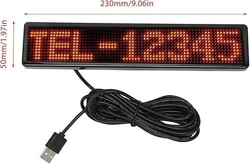 Miniatura 7 de Diydeg Panel LED, control de aplicación Bluetooth, señal LED programable, USB 5 V, 12 x 72 puntos, rojo, estilo tecnológico moderno, para automóvil,