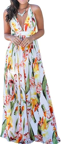 BaZ haHei Damen Kleider Elegant Schulterfrei Maxikleid Boho Kurzarm Sommerkleid Blumen High Waist Maxi Kleider Strandkleid XXL WeiAY BaZ haHei Damen Kleider Elegant Schulterfrei Maxikleid Boho Kurzarm Sommerkleid Blumen High Waist Maxi Kleider Strandkleid XXL WeiAY