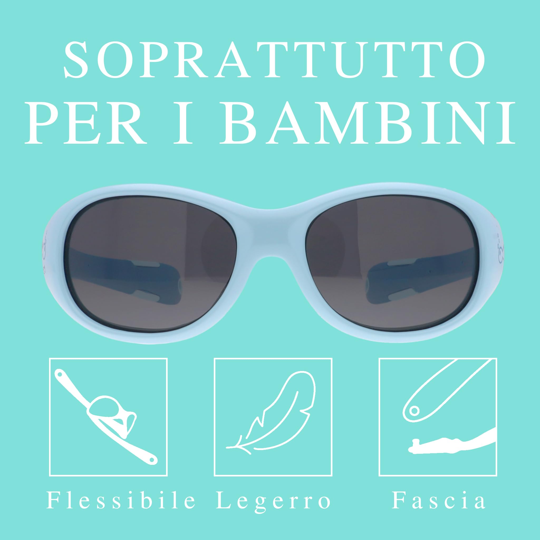 ActiveSol Occhiali da sole per bambini 6-24 mesi, senza BPA, polarizzati, con fascia, Taglia L