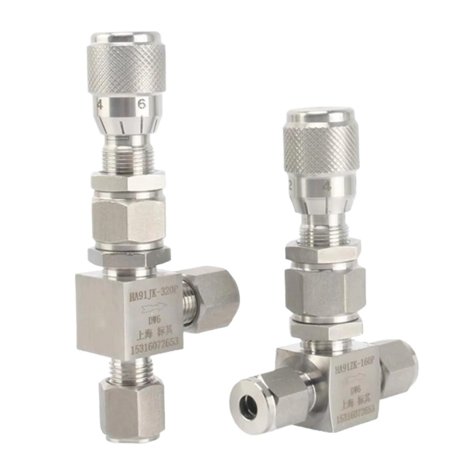 Vanne à pointeau droite en acier inoxydable 316L avec raccords à compression pour tubes