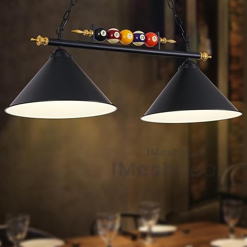 Miniatura 4 de iMeshbean Luces colgantes de mesa de billar de 43 pulgadas, accesorios de iluminación de mesa de billar para mesa de 7 pies y 8 pies, diseño de bola
