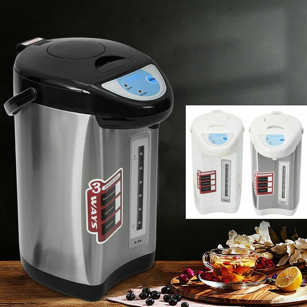 Dispensador de agua caliente de acero inoxidable de 4 litros, dispensador de agua, tetera, 750 W, termo de control de botones, depósito de agua para escuela, hogar, oficina, hotel (negro)