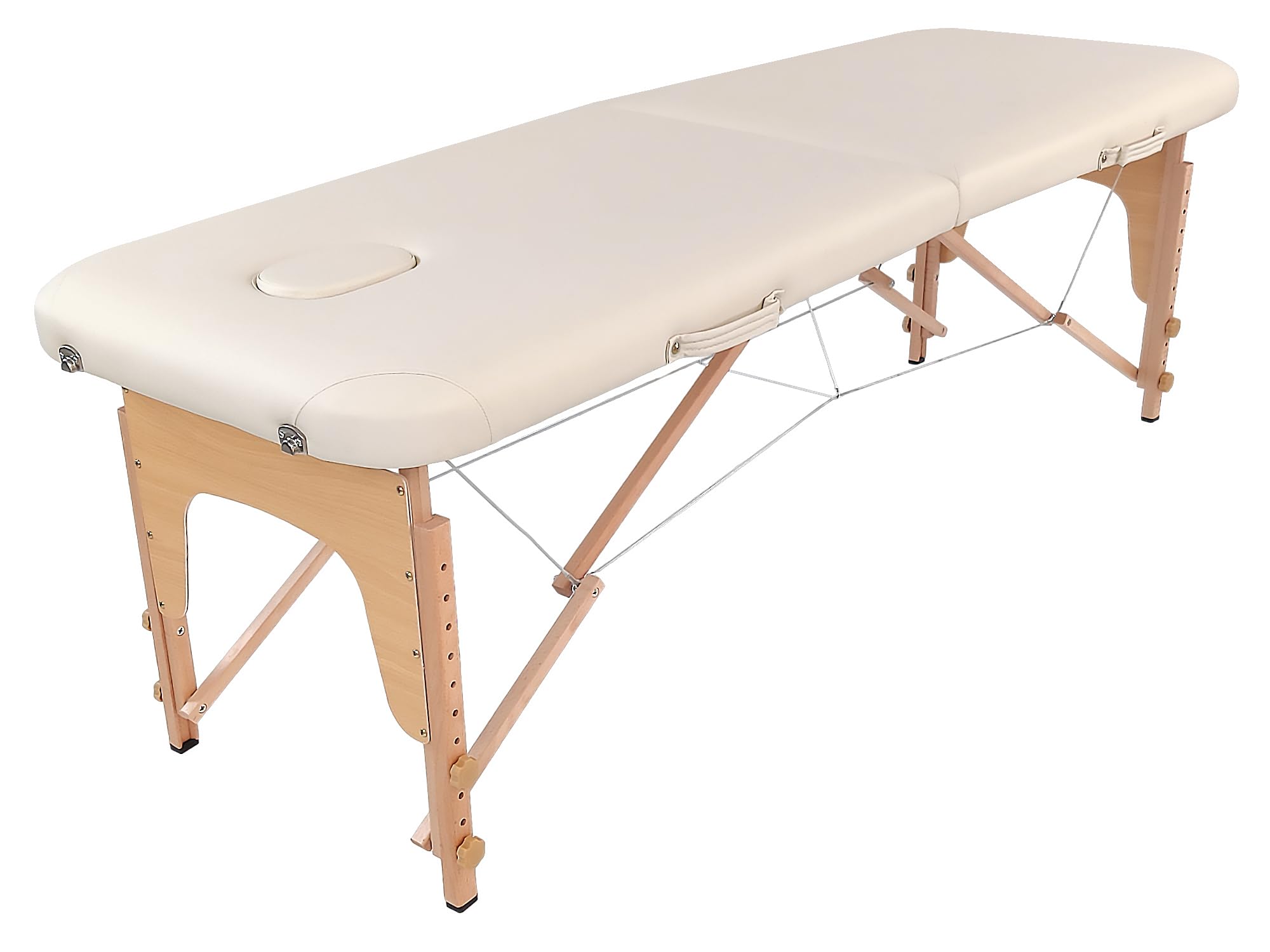 BELTOM® Table de Massage 2 Zones Basic Portables 185 x 60 cm pour physiothérapie - Leger ne pèse Que 11,6 kg. - Cosmetique lit esthétique Pliante avec Panneau Reiki - Crème