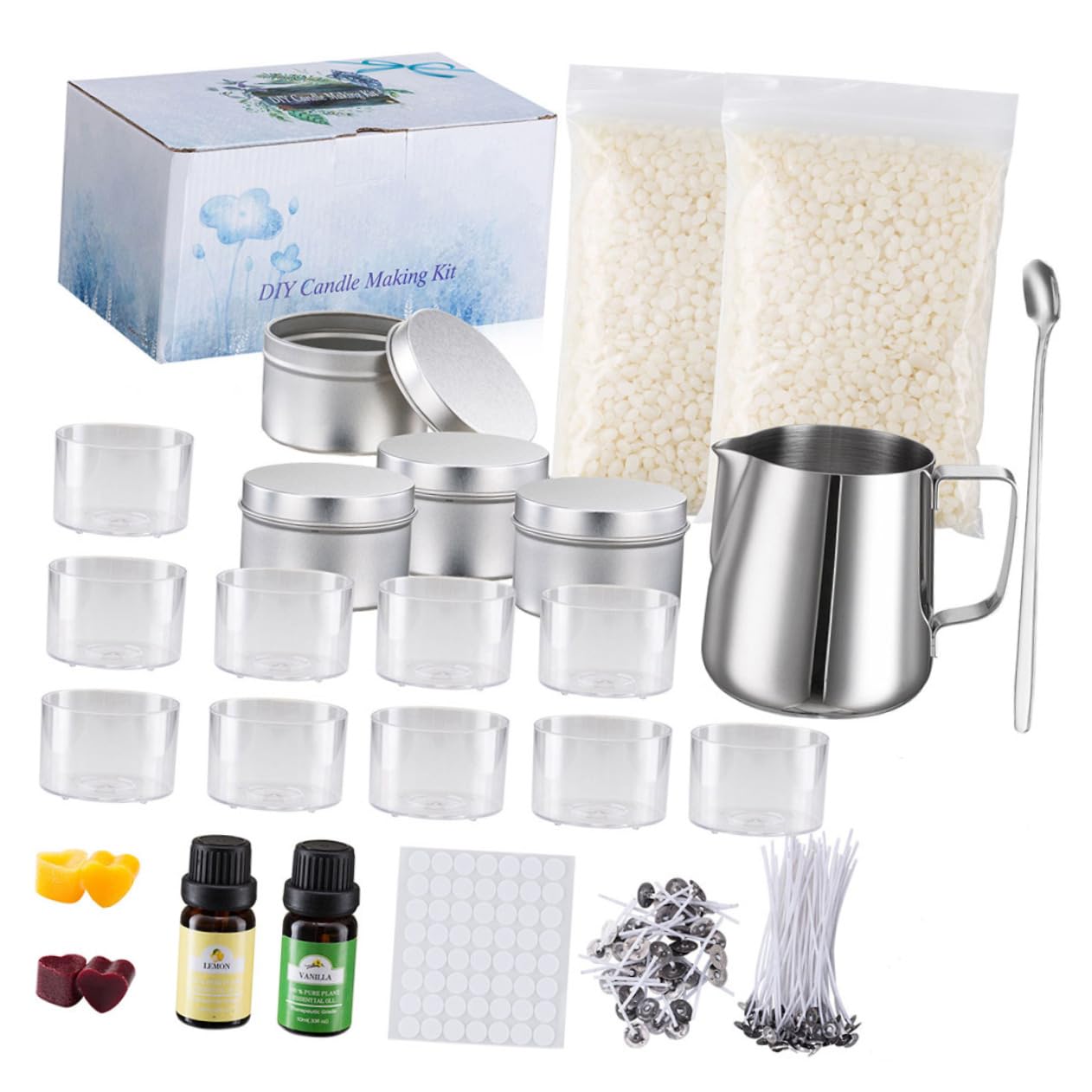 Artibetter Kit per Realizzare Candele Profumate Fai da Te, in Acciaio Inossidabile e Carta, Facile da Pulire per Festa di Compleanno