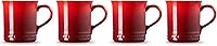 Vista 3 de Le Creuset Juego de 4 tazas de gres, 14 onzas cada una, Cerise
