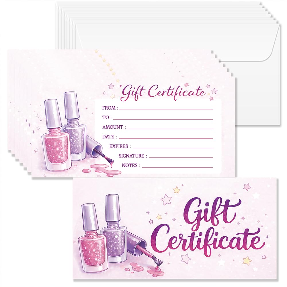 DOODLREAM 40Pcs Purple Star Manicure Gift Certificates 16.8 x 8.4 cm