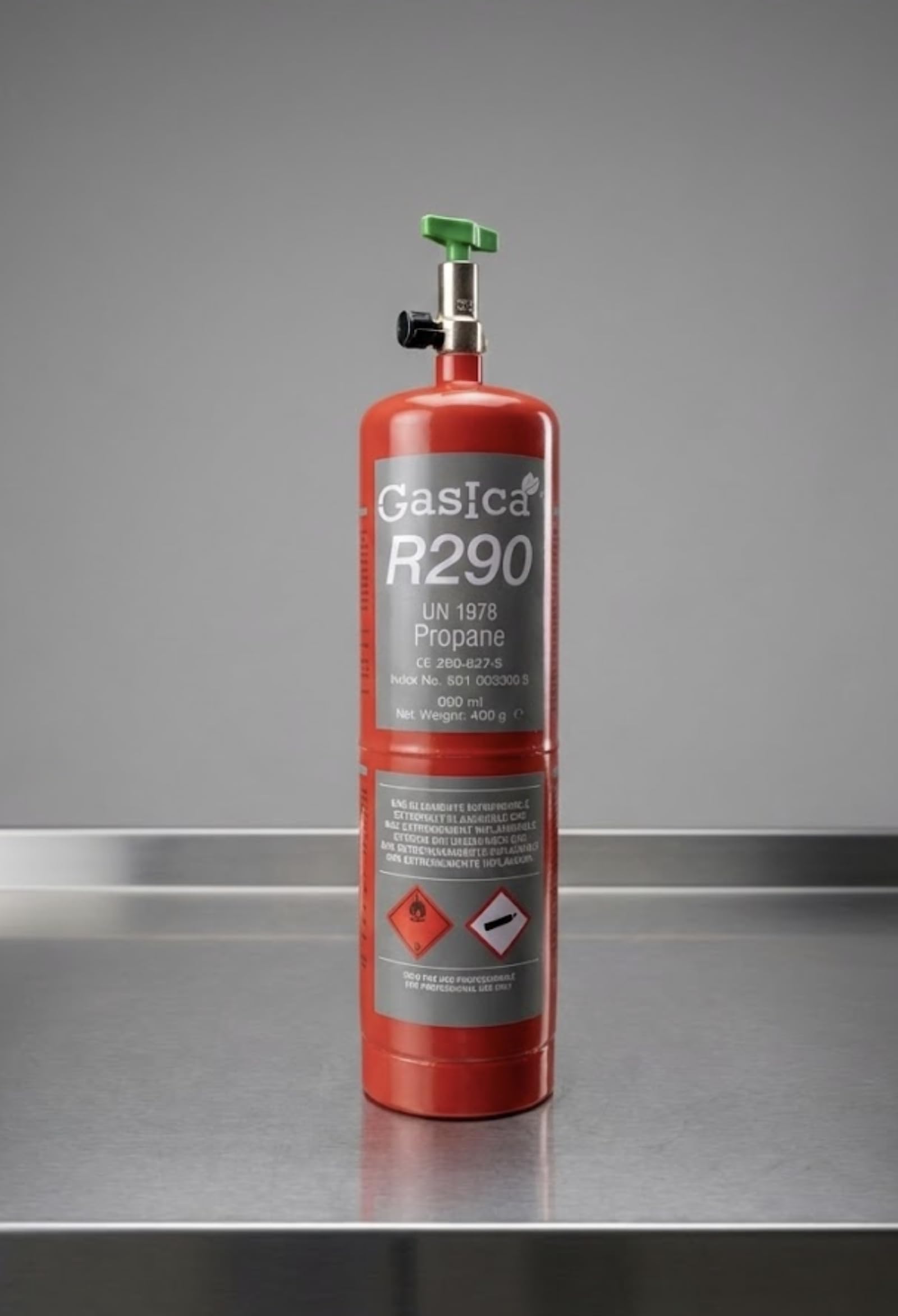 2 Envases con Manguera de Gas Refrigerante R290 Alta Pureza | Ecológico | Máxima Eficiencia Energética | Compatible con Aires Acondicionados, Bombas de Calor y Equipos de Refrigeración