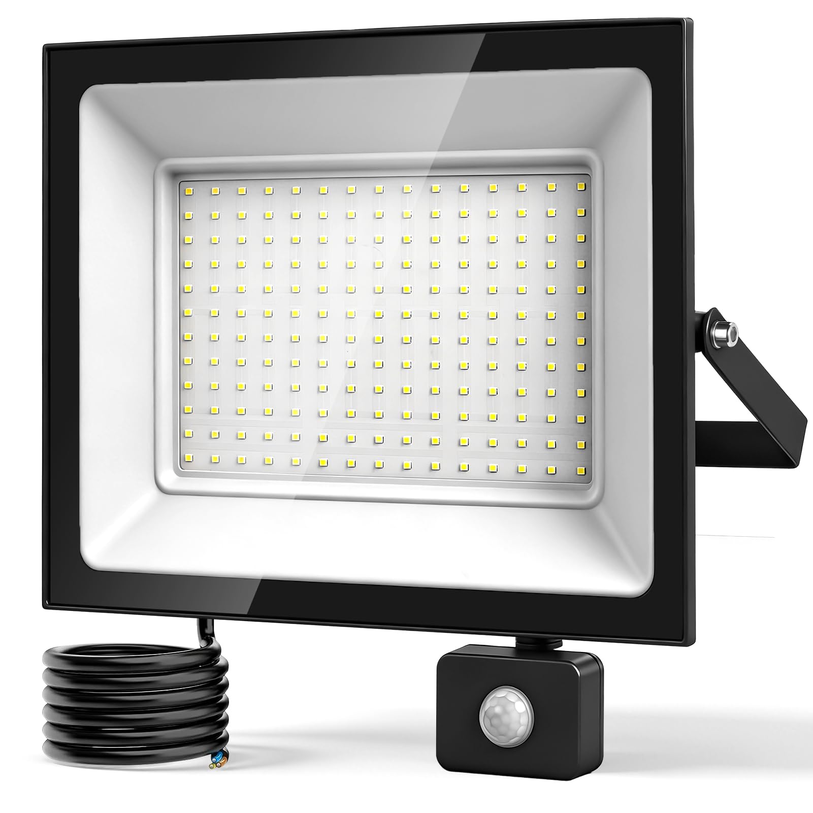 Bellanny Security Lights Outdoor Motion Sensor, 200W 20000LM PIR Flood Light, IP66 Waterproof Outside Lights with Sensor | 6500K Floodlight, Wall Light Mains Powered for Garden Backyard Garage Factory