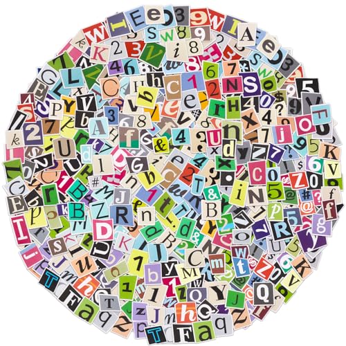 400 Pièces Lettres Autocollantes, Stickers Lettres Alphabet et Chiffres en Imperméable pour Déco Scrapbooking, Boîte aux Lettres, étui de Voyage,...