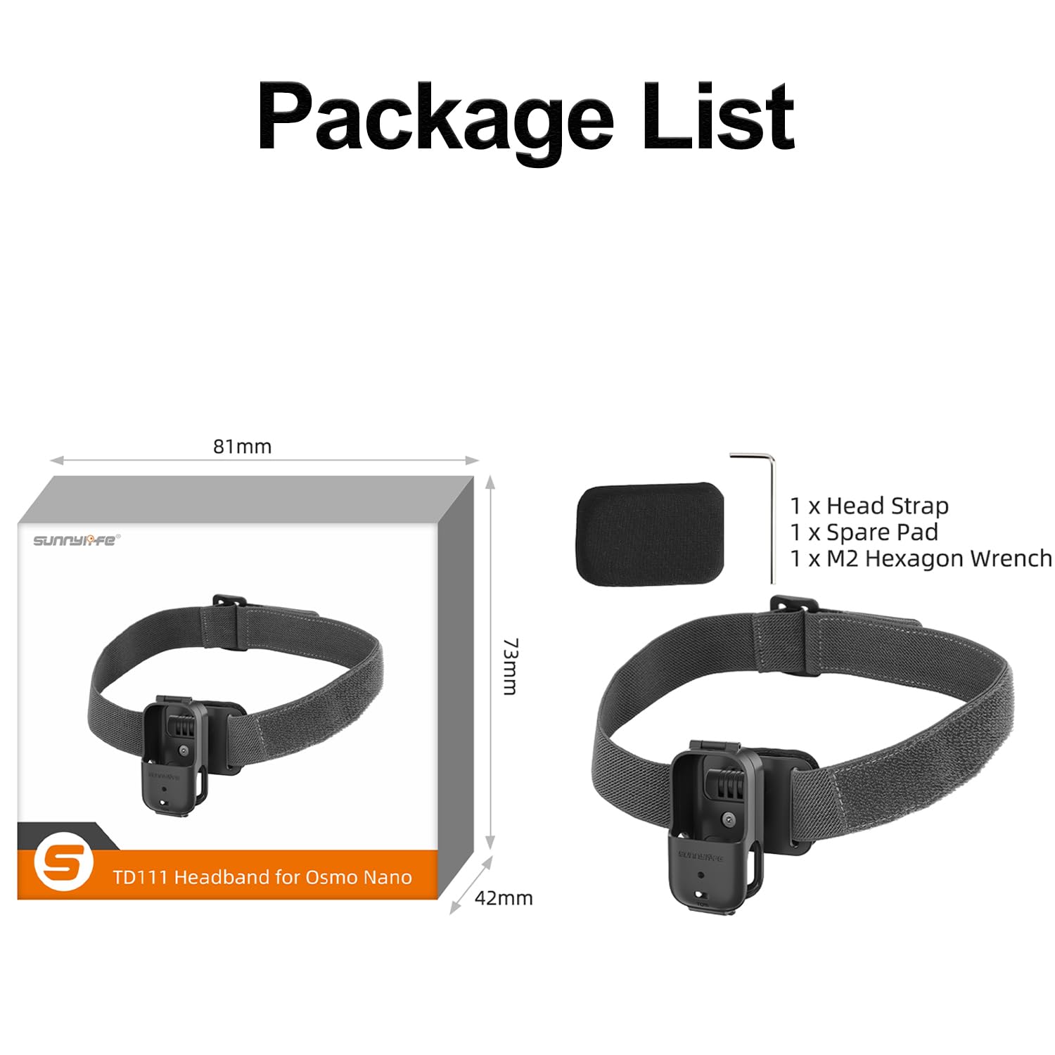 Osmo Nano Bandeau Support, Amovible Vertical/Horizontal Sangle Rotative Réglable Maintien élastique pour Mains Libres POV Enregistrement