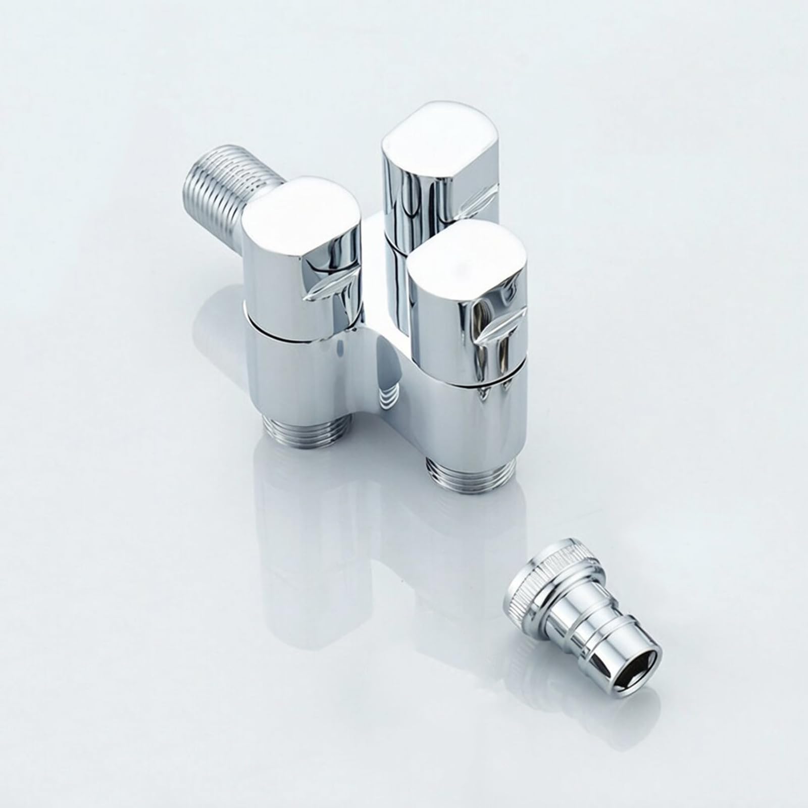 Robinet Toilette Wc 3 Voies Robinets Machine à Laver Mural Une Entrée et Trois Sorties Robinet Eau Froide Uniquement pour Salle de Bain, Couleur Chrome