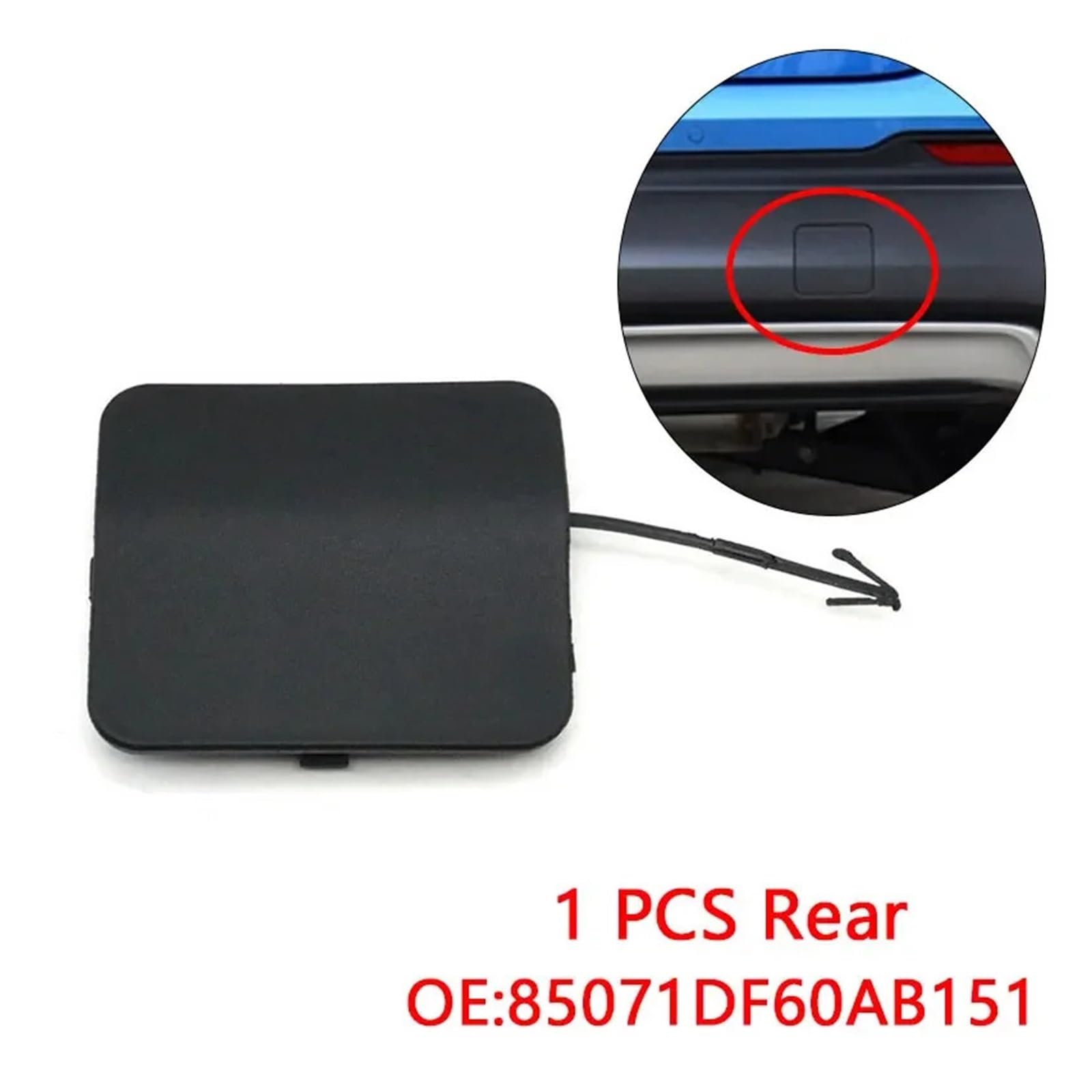 Bumper Tow Hook Cover,Fit For Nissan, Qashqai 2018 2019 Front Rear Trailer Hitch Eye Cap Base Color Osłona haka przedniego zderzaka(1 PCS Rear)