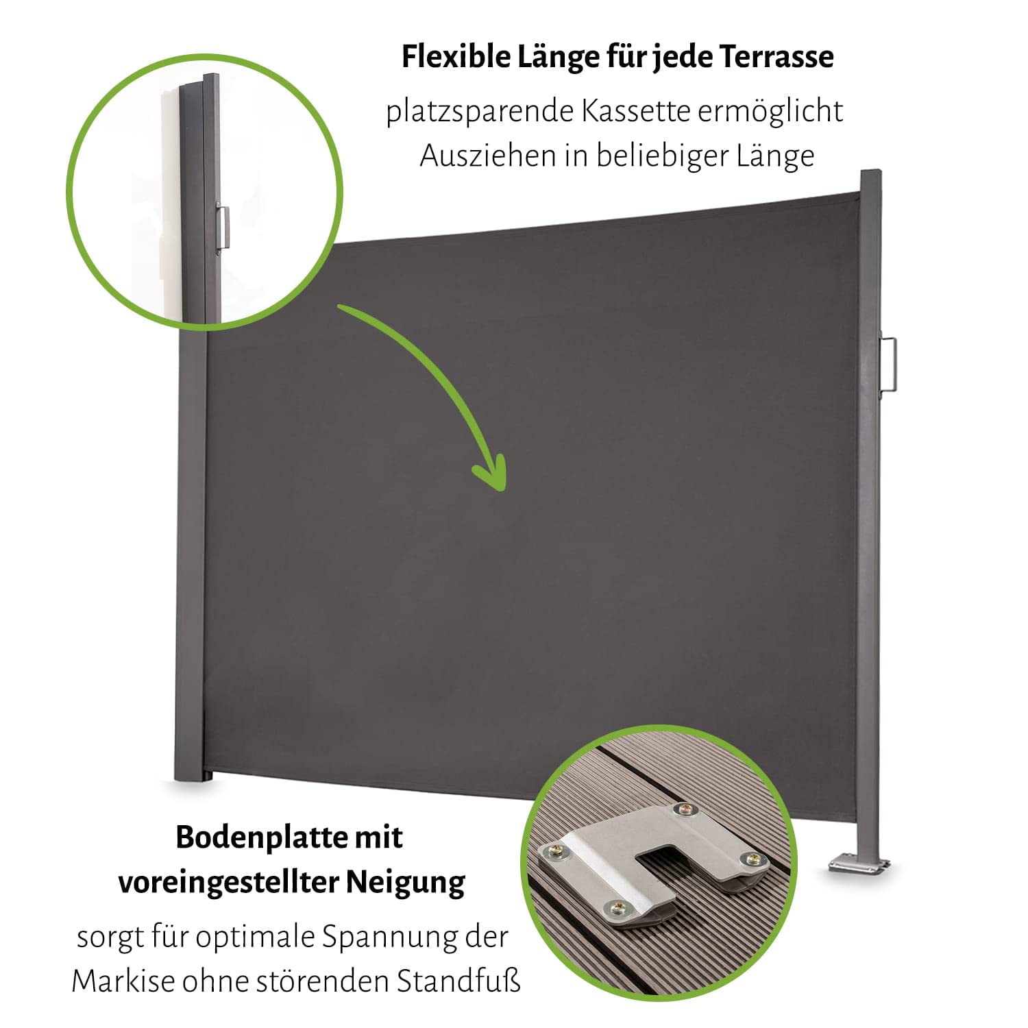 empasa Seitenmarkise 'Slim' Sichtschutz Sonnenschutz Windschutz, Farbe:anthrazit, Größe:160 x 300