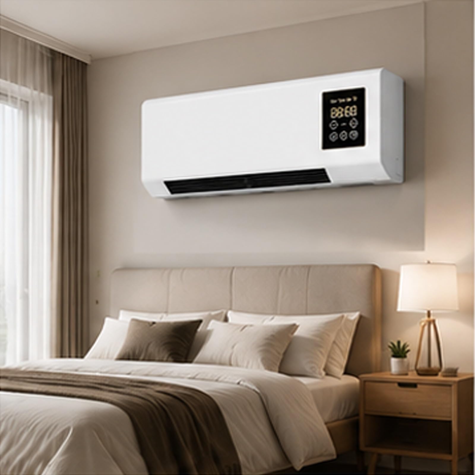 Ventilador y Aire Acondicionado de Pared Portátil 2 en 1 (Sistema de Calefacción y Refrigeración), Unidad Combinada Inteligente con Pantalla LED y Control Remoto; Mini Enfriador Silencioso