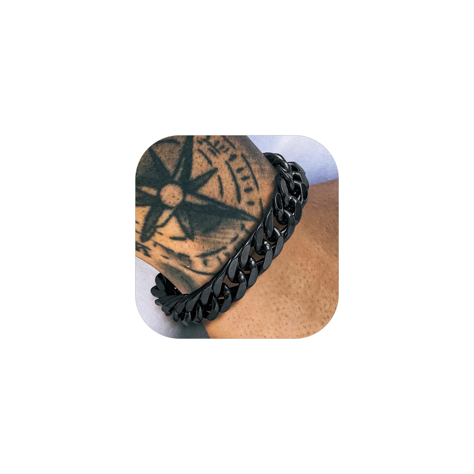 Richsteel Armband Herren Edelstahl Silber/Gold/Schwarz 6/8/12/17mm Breit 19/21/23cm Länge Cuban Gliederarmband Armreif Männer Hip Hop Rapper mit Geschenkebox für Valentinstag Geburtstag