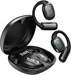 Fone de Ouvido Bluetooth Sem Fio 5.3 Esportivo, Até 48 Horas de Bateria, Leve e Confortável, IPX5 à Prova d’Água, Ideal para Corrida e Exercícios, Compatível com Todos os Dispositivos (Preto)