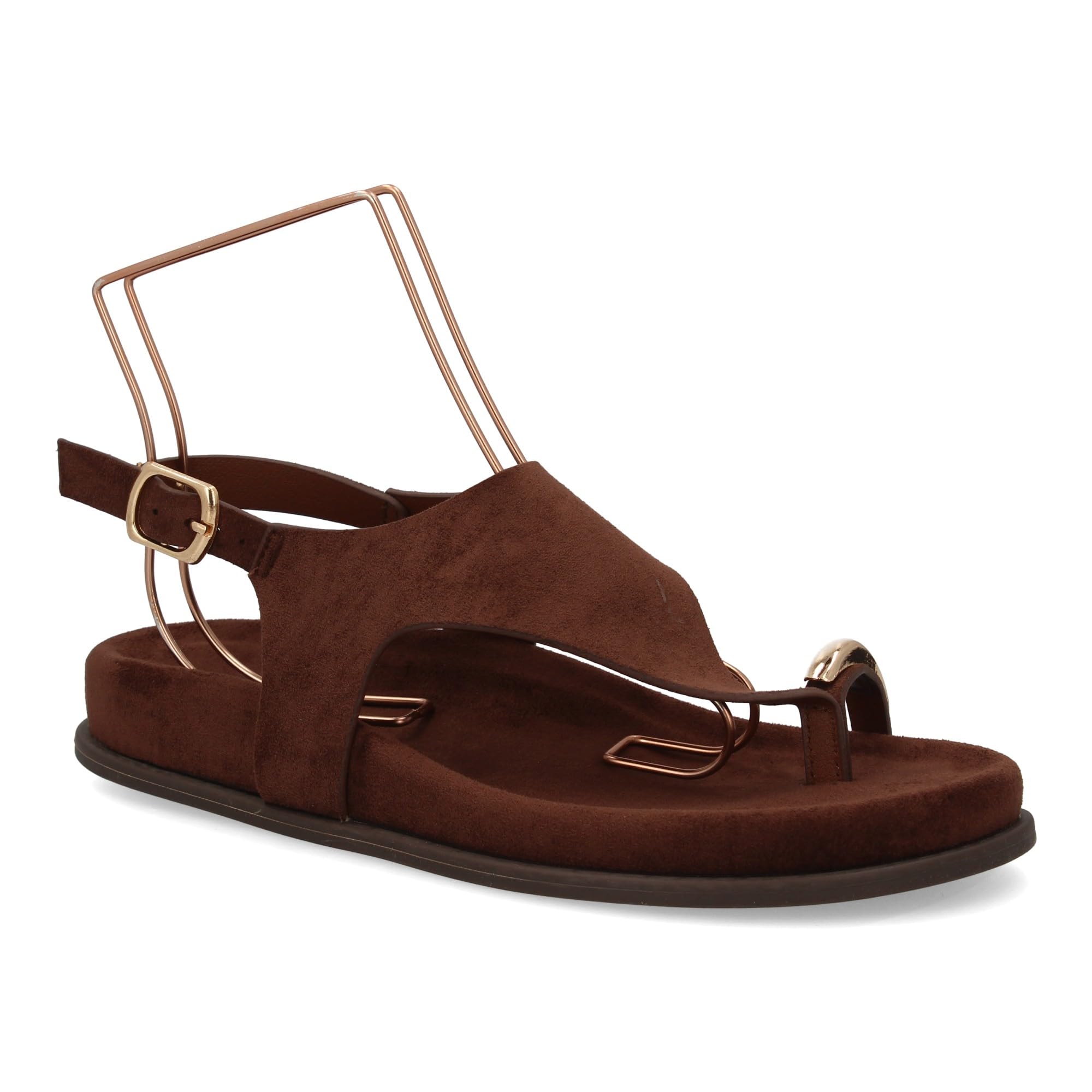 shoes&blues.es Sandalia de Plataforma para Mujer con Diseno Minimalista, Estilo Moderno, Elegante, Ideal Verano. Cierre Ajustable de Hebilla, con Detalle metalico en el Dedo Gordo.