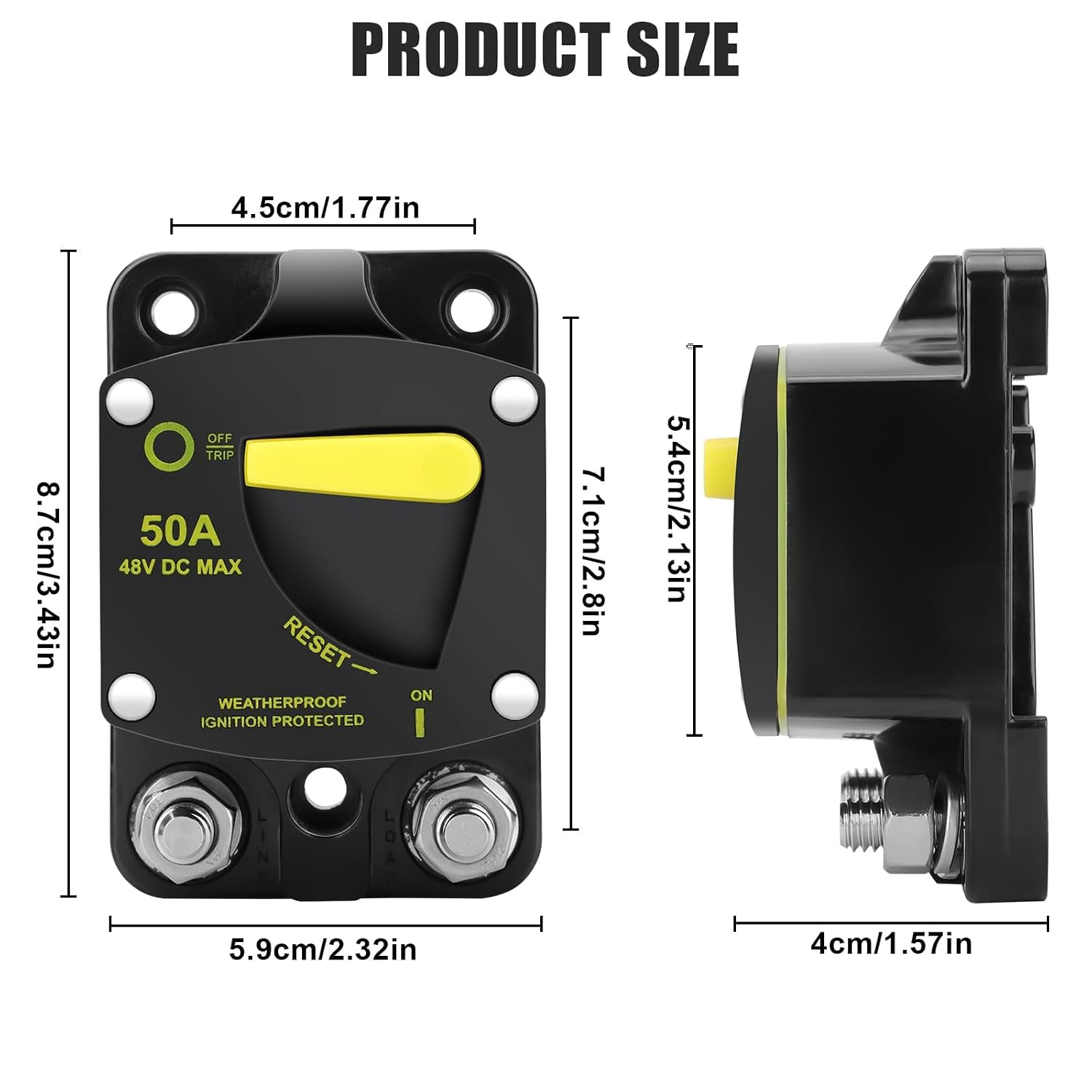 Linkstyle 50Amp Circuit Breaker W/Manual Reset Switch, for Car RV Marine Boat Truck Trolling Motors Battery Solar System
