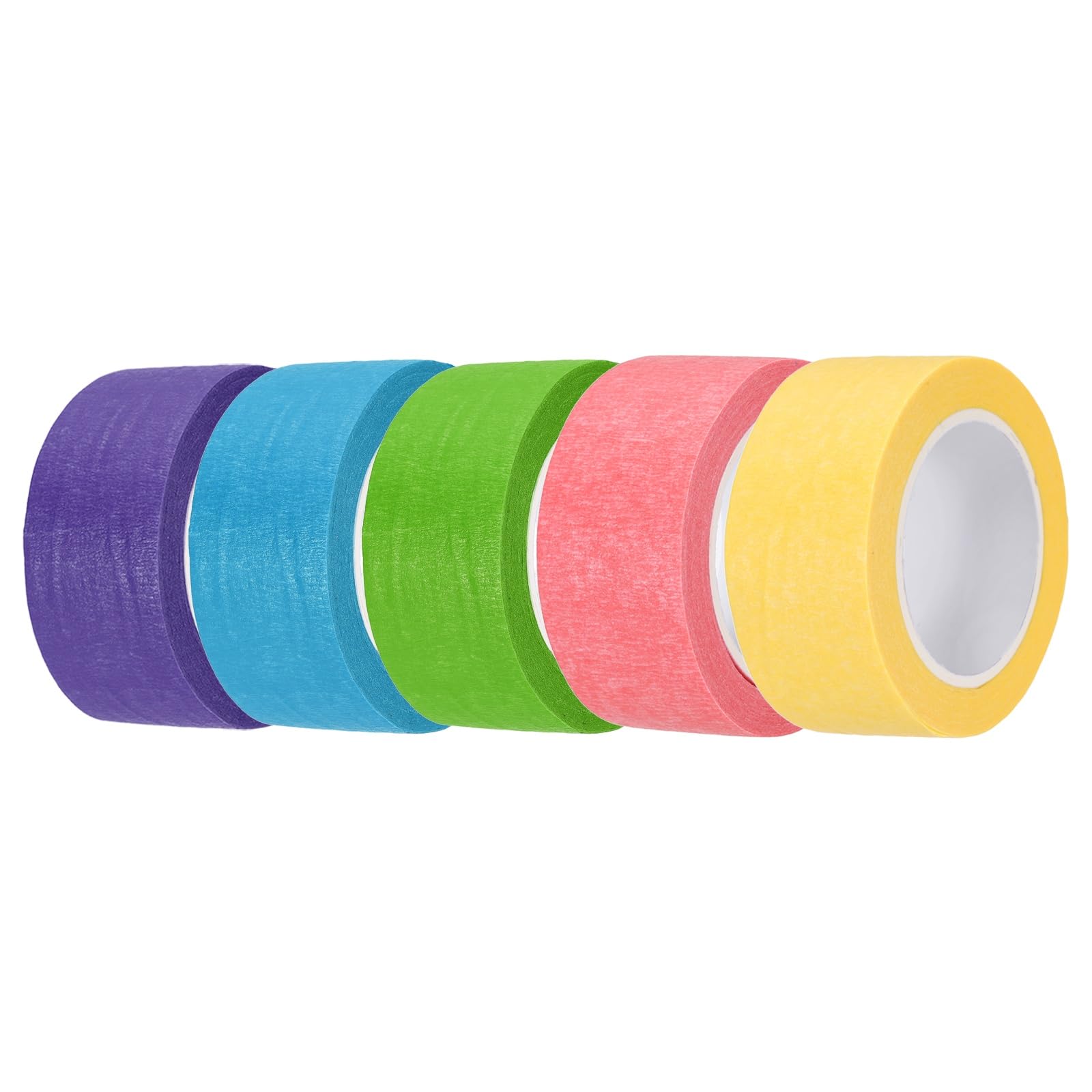 sourcing map 5pcs 25mm x 10 Meters Colored Masking Tape Universal Crepe Paper Colorful Masking Painter Tape for Art Drawing DIY Handcraft Sealing, Blue Green Pink Yellow Purple โ image 1