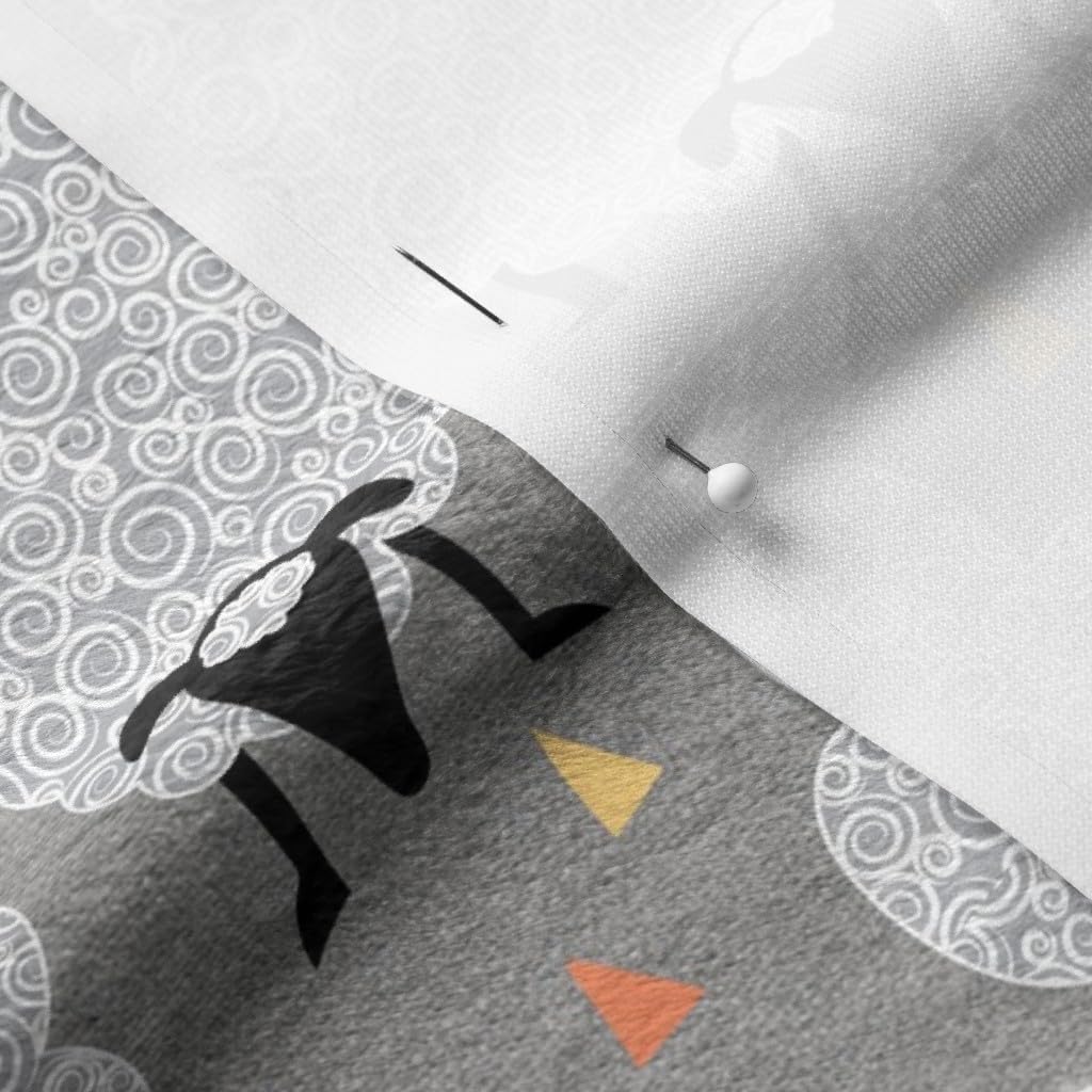 Spoonflower Fabric - Sheep Knitting Nursery Animal Triangles Woodland Printed on Minky Fabric by The Yard - Sewing Baby Blankets Quilt Backing Plush