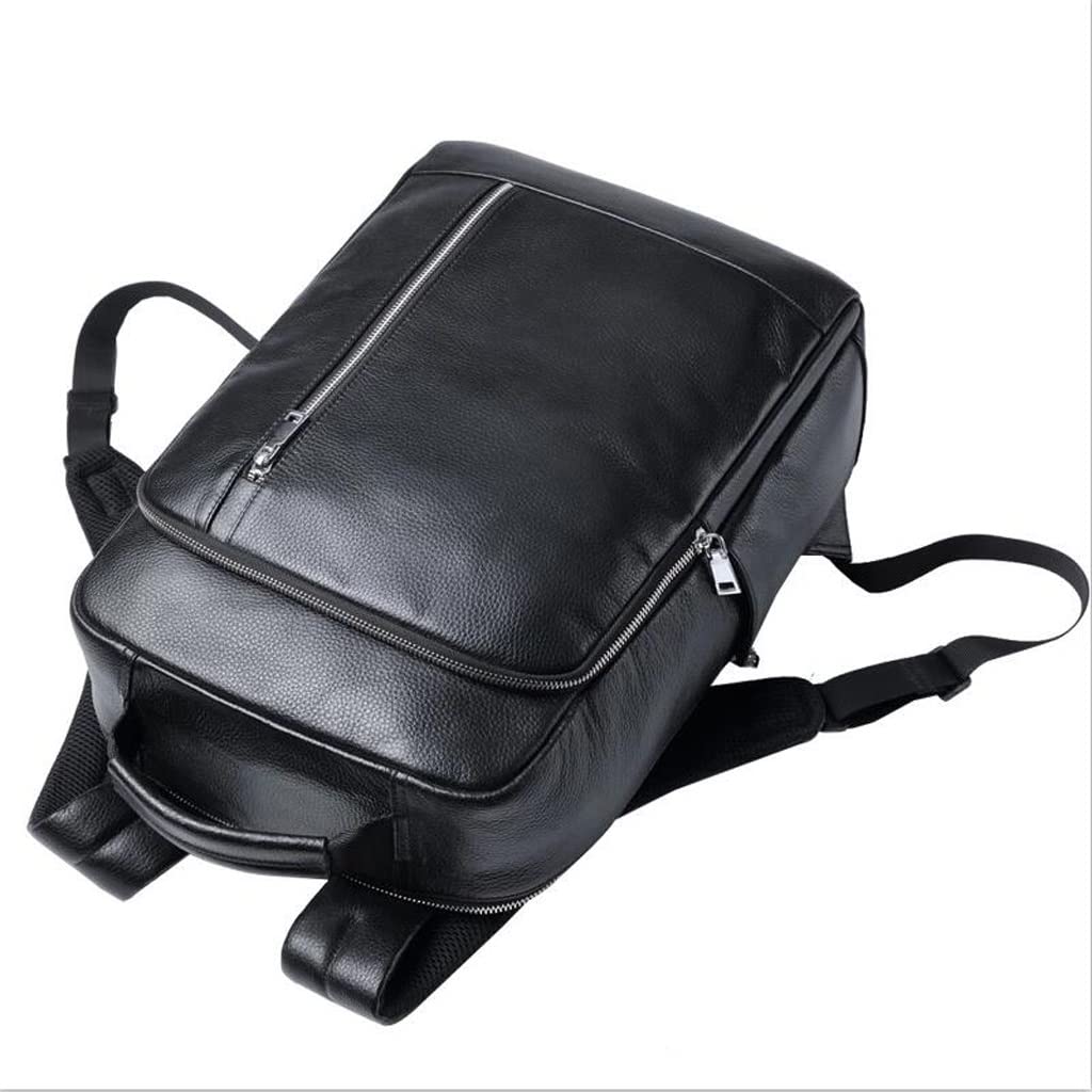 Zaino In Vera Pelle Per Uomo - Daypack Per Laptop 15,6 Pollici, Impermeabile, Ideale Per Lavoro, Università E Viaggi