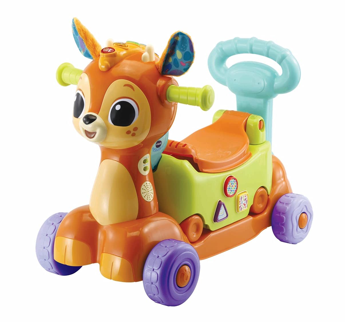 VTech4-in-1 Ride-On Fawn, Cute Ride on Toy with Games and Shapes, Interactive Baby Music Toy with Learning and Sound Features, First Steps Walking Support for Babies & Toddlers from 12 Months +