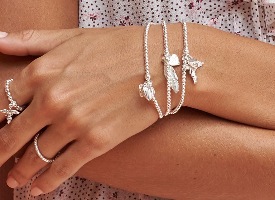Annie Haak Bracciale Santeenie In Argento 925 Con Ciondolo Angelo Custode - Gioiello Sentimentale Elastico, Regalo Per Amiche, Donna, Simbolo Di Protezione E Amicizia, Fatto A Mano UK - 5