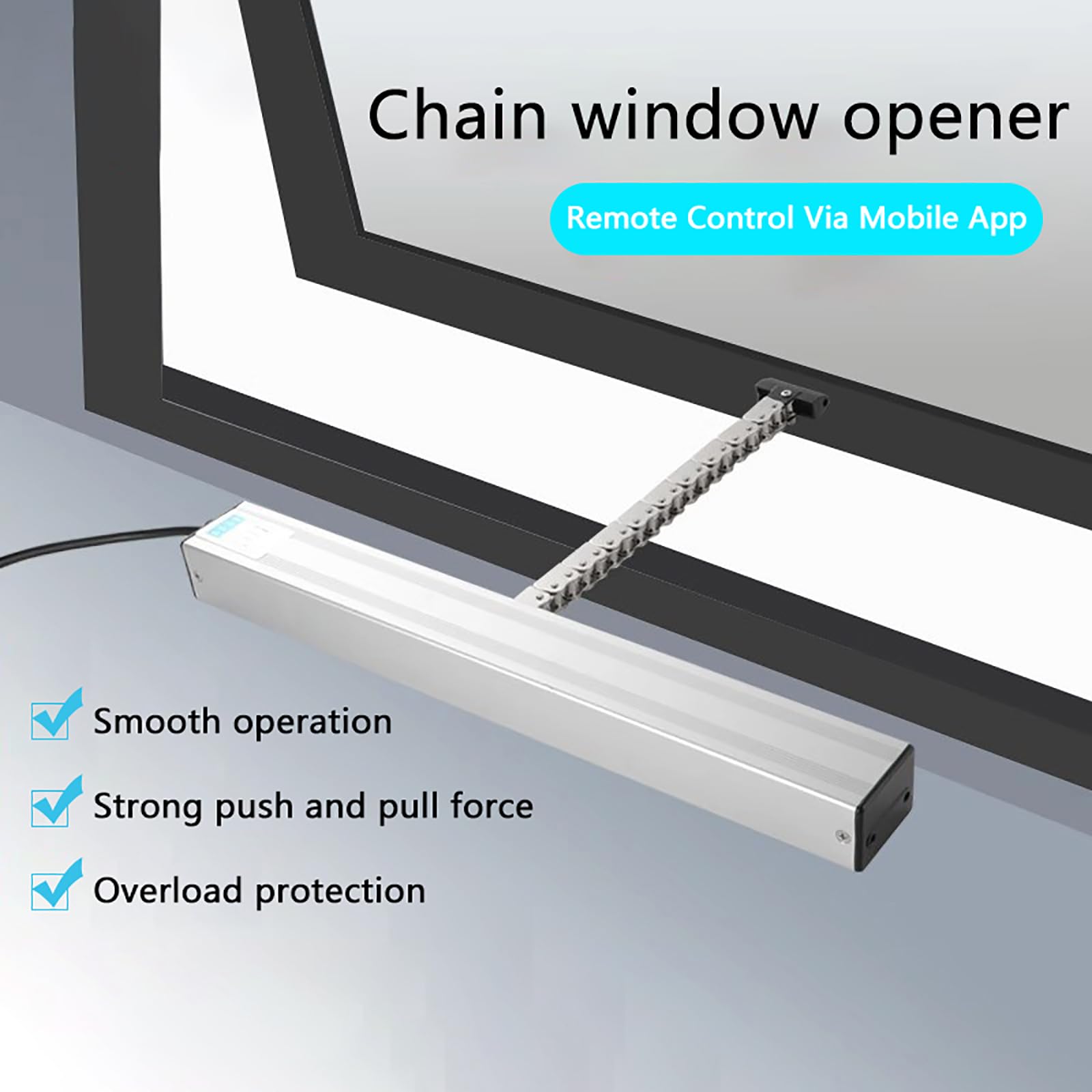 Actuadores automáticos de apertura de ventanas para tragaluces, control remoto a través de aplicación móvil, carrera de 300 mm a 600 mm para ventilación de techo