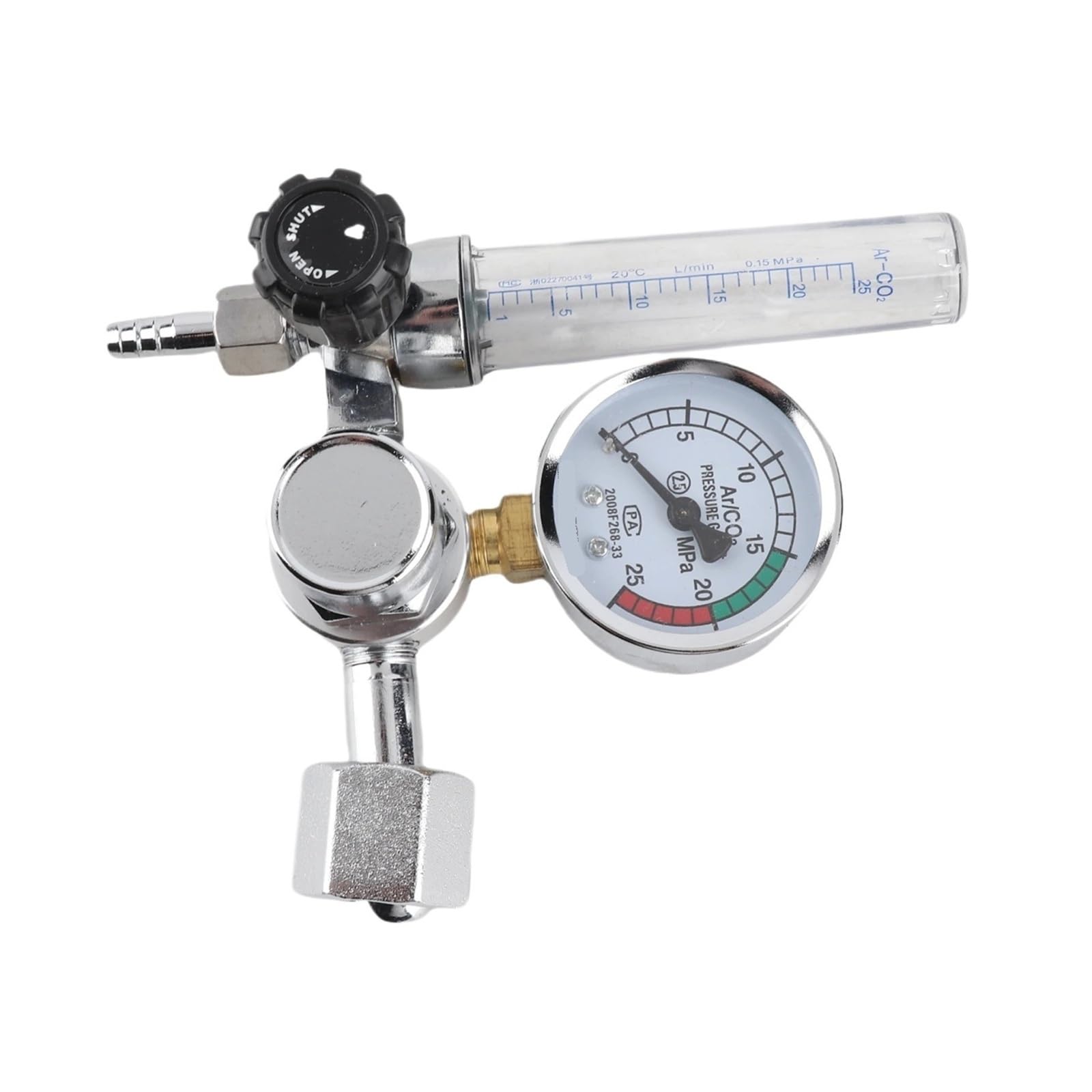 Vmvud Silver 0-25Mpa Argon Regulator Co2 -Meter Gas-Regulators Flowmeter Welding Weld Gauge Pressure Reducer Meter Flowmeter
