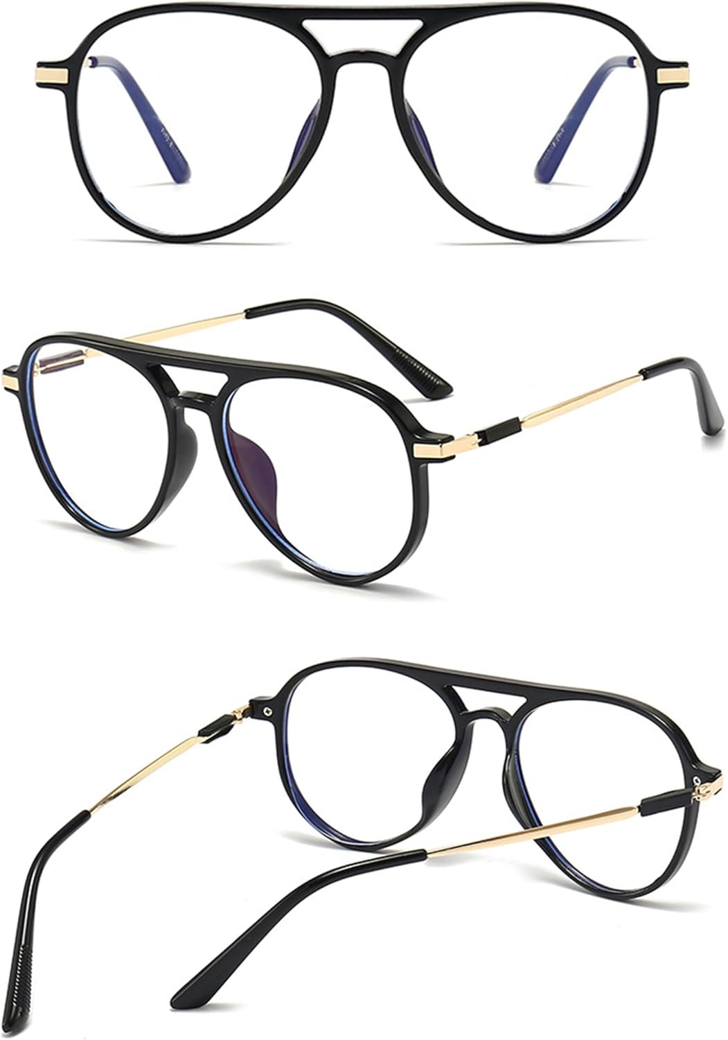 Aviator Reading Glasses for Women Men Blue Light Blocking Oval Retro Fashion Double Bridge Computer Reader - Image 3